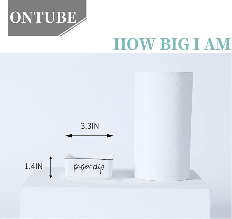 ONTUBE Ceramic Farmhouse Paper Clip Holders for Desk 3.3 Inch, White - Image 5